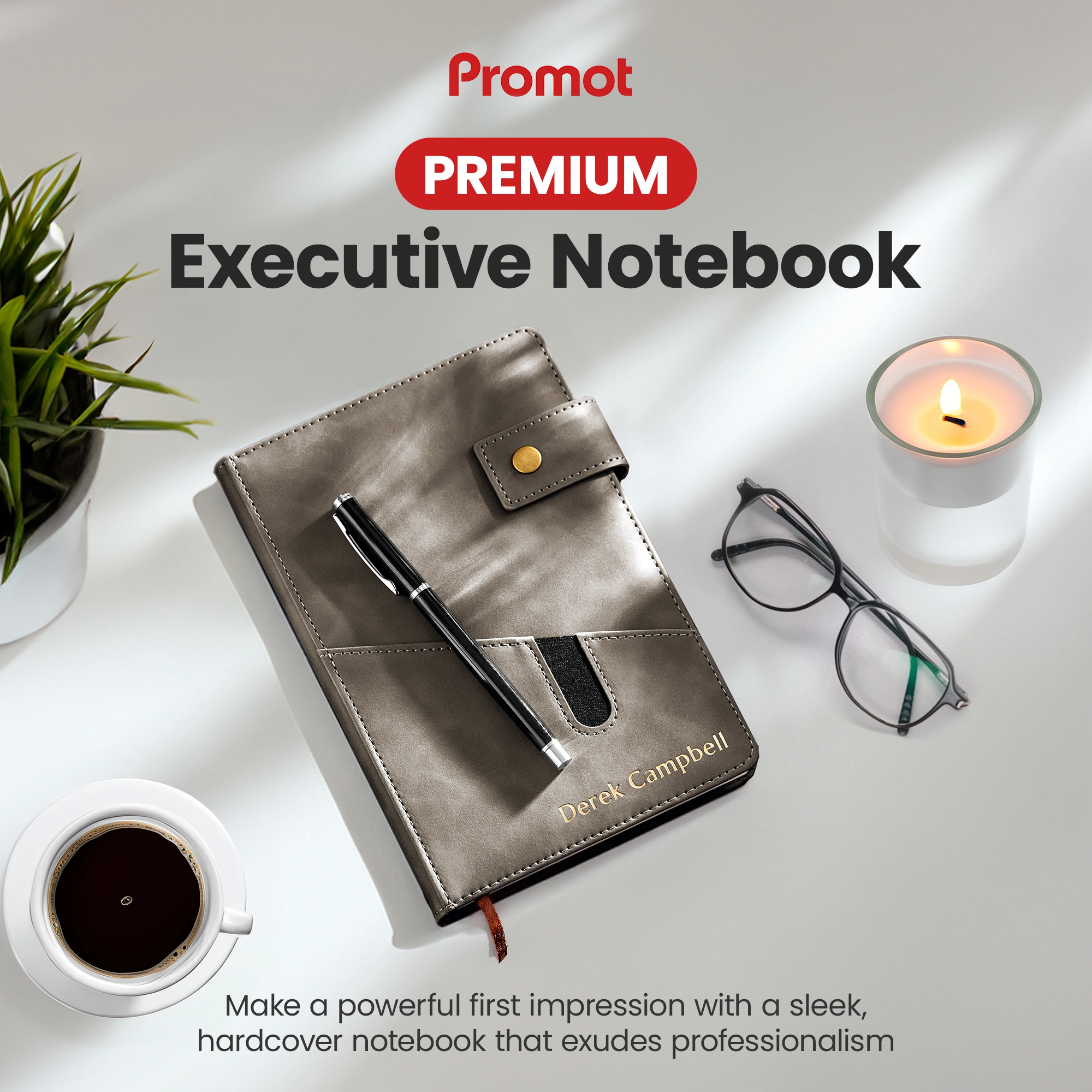 Custom Notebook with Pocket - Grey hover